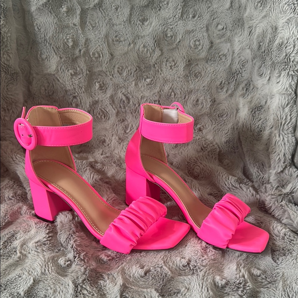 Hot Pink Ankle Strap Heels
